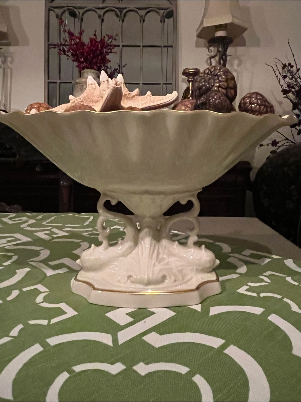 Elegant Cream Ceramic Decorative Compote Bowl, Lenox